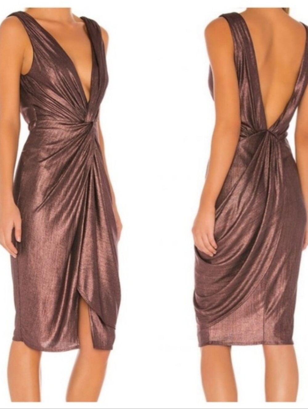 Katie May Sass Metallic Twist Bodycon Dress Purple Black Size Medium